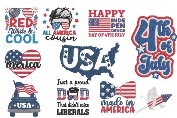 4th July Patriotic Embroidery Design Bundle