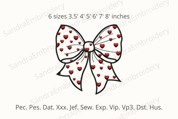Applique Bow Love Heart Embroidery