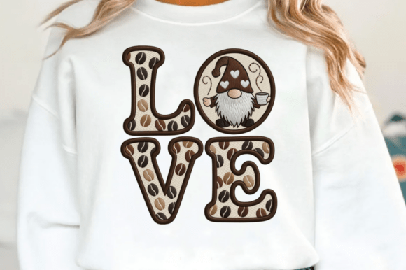 Coffee Gnome Embroidery PNG Design