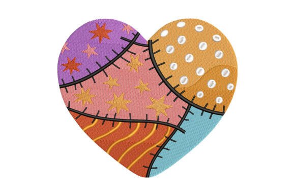 Colorful Heart Patch Embroidery