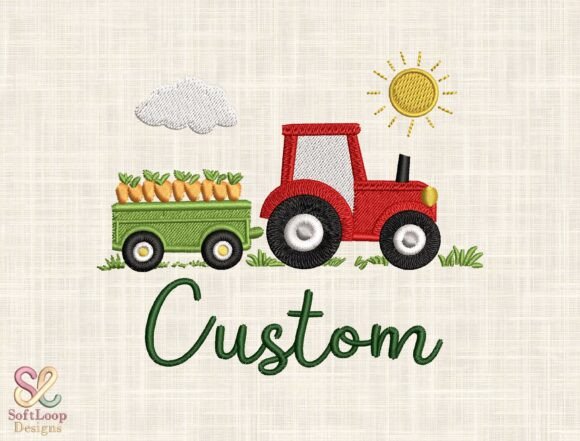 Custom Farm Tractor Embroidery Design
