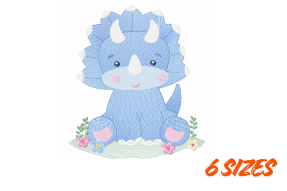Cute Baby Dino Embroidery Design