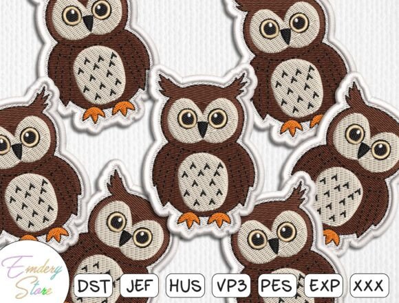 Cute Owl Patches Embroidery Design