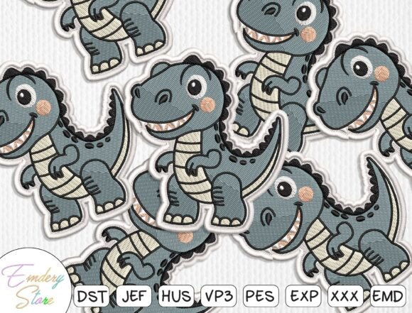 Cute T-Rex Dinosaur Embroidery Design