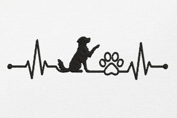 Dog Heartbeat Embroidery Design