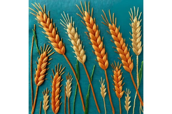 Embroidery Wheat Ear Background