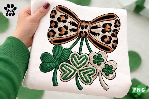 Faux Embroidery St Patricks Png, Shamrock