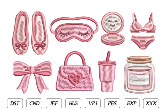 Mini Pink Girly Embroidery Bundle