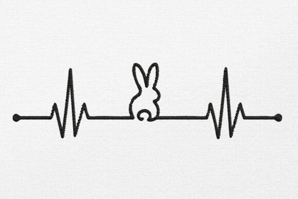Rabbit Heartbeat Embroidery Design