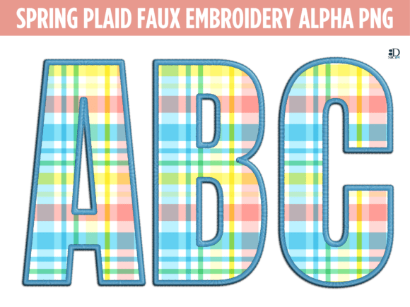 Spring Plaid Faux Embroidery Alpha PNG
