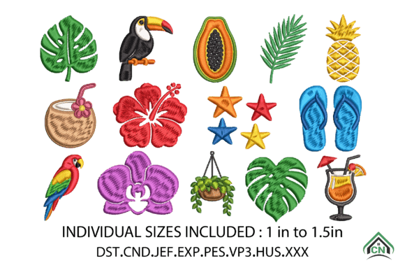 Tropical Summer Mini Embroidery Bundle