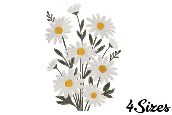 Vintage Daisy Flower Embroidery Design